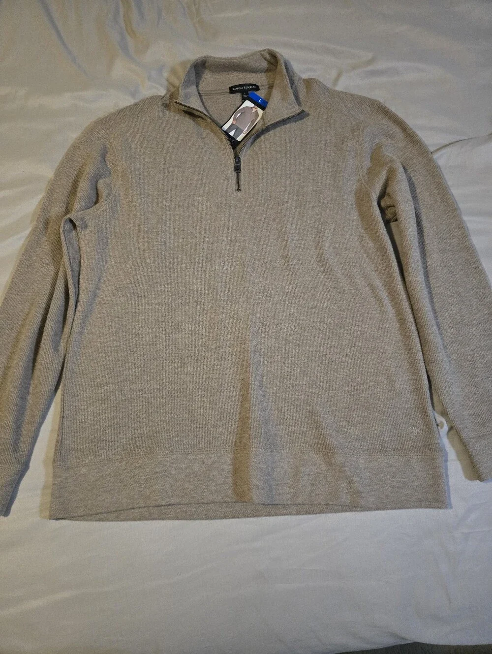 Banana Republic Waffle Quarter Zip Pullover Tan Men’s L NWT